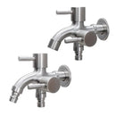 Brushed stainless steel dual spout washing machine faucet garden sink by Decorbites