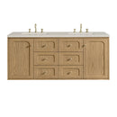 James Martin Laurent 60" Dual Mount Double Bathroom Vanity, Light Natural Oak