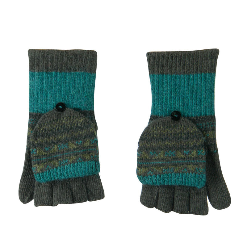Women's Flip Top Fingerless Button Accent Glove