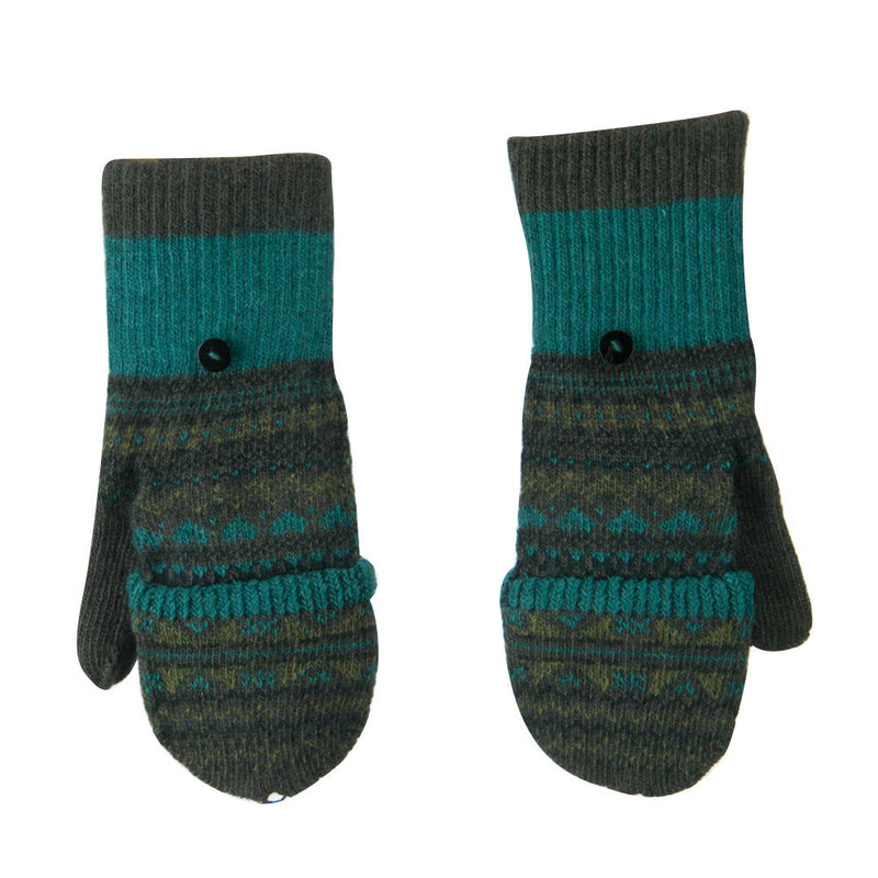 Women's Flip Top Fingerless Button Accent Glove