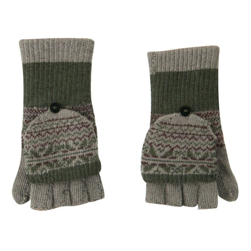 Women's Flip Top Fingerless Button Accent Glove