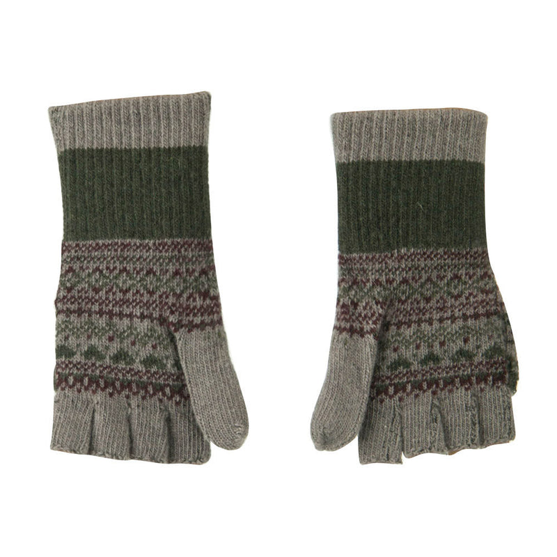 Women's Flip Top Fingerless Button Accent Glove