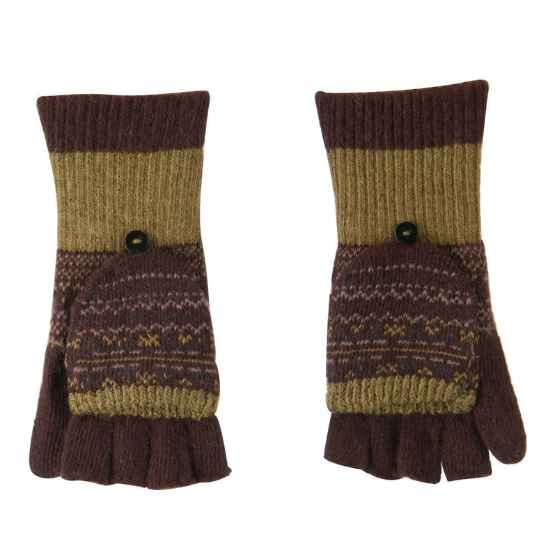 Women's Flip Top Fingerless Button Accent Glove