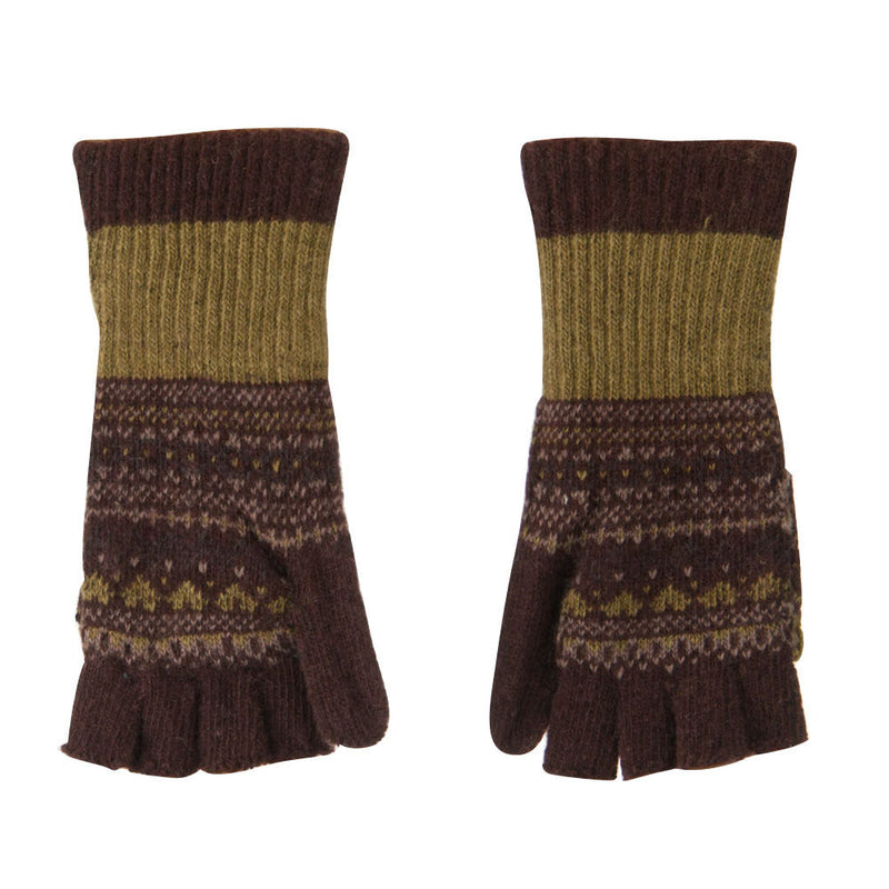 Women's Flip Top Fingerless Button Accent Glove
