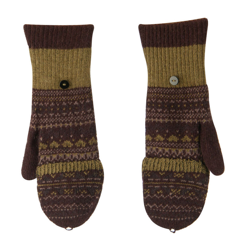 Women's Flip Top Fingerless Button Accent Glove