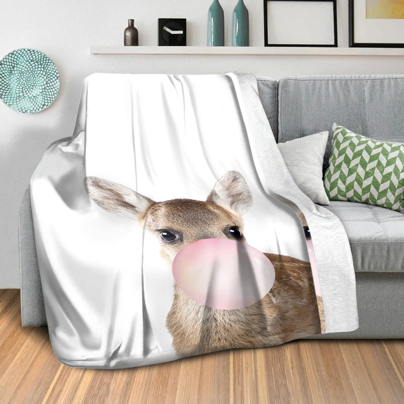 Bubble Gum Zoo Deer Blanket