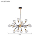 GobekUsa Bubble Suspended Lighting: Contemporary Glass Chandelier with 12/16-Lights and Elegant Curvy Arm in Black and Gold