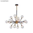 GobekUsa Bubble Suspended Lighting: Contemporary Glass Chandelier with 12/16-Lights and Elegant Curvy Arm in Black and Gold