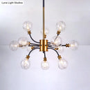GobekUsa Bubble Suspended Lighting: Contemporary Glass Chandelier with 12/16-Lights and Elegant Curvy Arm in Black and Gold