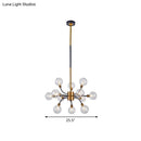 GobekUsa Bubble Suspended Lighting: Contemporary Glass Chandelier with 12/16-Lights and Elegant Curvy Arm in Black and Gold