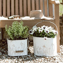 Rustic Cream Mushroom Embossed Metal Buckets, Set of Two by Decor Steals