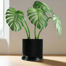 Mid-Century Ribbed Planter with Drainage and Saucer in Multiple Colors, 3D Printed Planter with Unique Modern Design, Lightweight, Wave