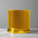 Mid-Century Ribbed Planter with Drainage and Saucer in Multiple Colors, 3D Printed Planter with Unique Modern Design, Lightweight, Wave