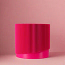 Mid-Century Ribbed Planter with Drainage and Saucer in Multiple Colors, 3D Printed Planter with Unique Modern Design, Lightweight, Wave