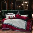 GobekUsa 200S Egyptian Cotton Embroidery Bedding Set: Queen King Linens, Duvet Cover, Sheets