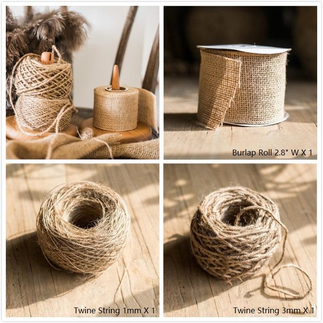 Burlap Roll and Twine String Set of 3