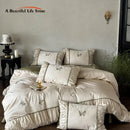 GobekUsa Butterfly Embroidery 1000TC Egyptian Cotton Bedding Set with Duvet Cover, Sheet, Pillowcases