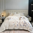 GobekUsa Butterfly Embroidery Cotton Luxury Bedding Set - 4Pcs