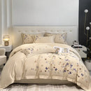 GobekUsa Butterfly Embroidery Cotton Luxury Bedding Set - 4Pcs