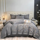 GobekUsa Butterfly Embroidery Cotton Luxury Bedding Set - 4Pcs