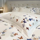 GobekUsa Butterfly Embroidery Cotton Luxury Bedding Set - 4Pcs