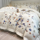 GobekUsa Butterfly Embroidery Cotton Luxury Bedding Set - 4Pcs