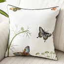 Butterfly floral cotton pillow cover bedroom embroidered decor by Decorbites