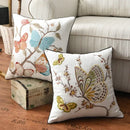 Butterfly floral cotton pillow cover bedroom embroidered decor by Decorbites