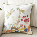 Butterfly floral cotton pillow cover bedroom embroidered decor by Decorbites