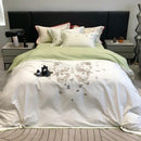 GobekUsa Butterfly Flowers Embroidery Wedding Bedding Set 1000TC Egyptian Cotton Duvet Cover