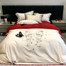 GobekUsa Butterfly Flowers Embroidery Wedding Bedding Set 1000TC Egyptian Cotton Duvet Cover