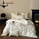 GobekUsa Butterfly Flowers Embroidery 800TC Eucalyptus Fiber Bedding Set