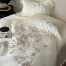 GobekUsa Butterfly Flowers Embroidery 800TC Eucalyptus Fiber Bedding Set