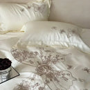 GobekUsa Butterfly Flowers Embroidery 800TC Eucalyptus Fiber Bedding Set