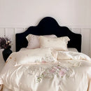 GobekUsa Butterfly Flowers Embroidery Bedding Set 800TC Soft Silky Duvet Cover Set