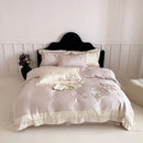 GobekUsa Butterfly Flowers Embroidery Bedding Set 800TC Soft Silky Duvet Cover Set