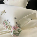 GobekUsa Butterfly Flowers Embroidery Bedding Set: Silky Soft Eucalyptus Fiber Duvet Cover
