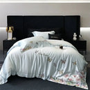 GobekUsa Butterfly Flowers Embroidery Bedding Set: Silky Soft Eucalyptus Fiber Duvet Cover