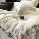 GobekUsa Butterfly Flowers Embroidery Bedding Set: Silky Soft Eucalyptus Fiber Duvet Cover