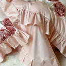 GobekUsa Butterfly Flowers Embroidery Ruffles Wedding Bedding Set: 1400TC 100% Egyptian Cotton