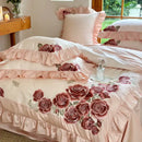 GobekUsa Butterfly Flowers Embroidery Ruffles Wedding Bedding Set: 1400TC 100% Egyptian Cotton