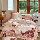 GobekUsa Butterfly Flowers Embroidery Ruffles Wedding Bedding Set: 1400TC 100% Egyptian Cotton