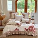 GobekUsa Butterfly Flowers Embroidery Ruffles Wedding Bedding Set: 1400TC 100% Egyptian Cotton