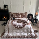 GobekUsa Butterfly Flowers Lace Velvet Bedding Set with Ruffles - Full Bed Linen Collection