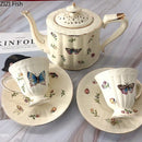 Butterfly gold ceramic cup and saucer set dining room porcelain tea set by Decorbites