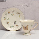 Butterfly gold ceramic cup and saucer set dining room porcelain tea set by Decorbites