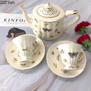 Butterfly gold ceramic cup and saucer set dining room porcelain tea set by Decorbites