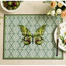 Butterfly print throw pillow green & off-white living room decor by Decorbites