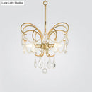 GobekUsa Butterfly Shaped Chandelier: Rural Metal 3-Light Brass Pendant Light with Crystal Accent - Perfect for Living Room