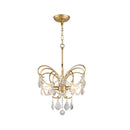 GobekUsa Butterfly Shaped Chandelier: Rural Metal 3-Light Brass Pendant Light with Crystal Accent - Perfect for Living Room